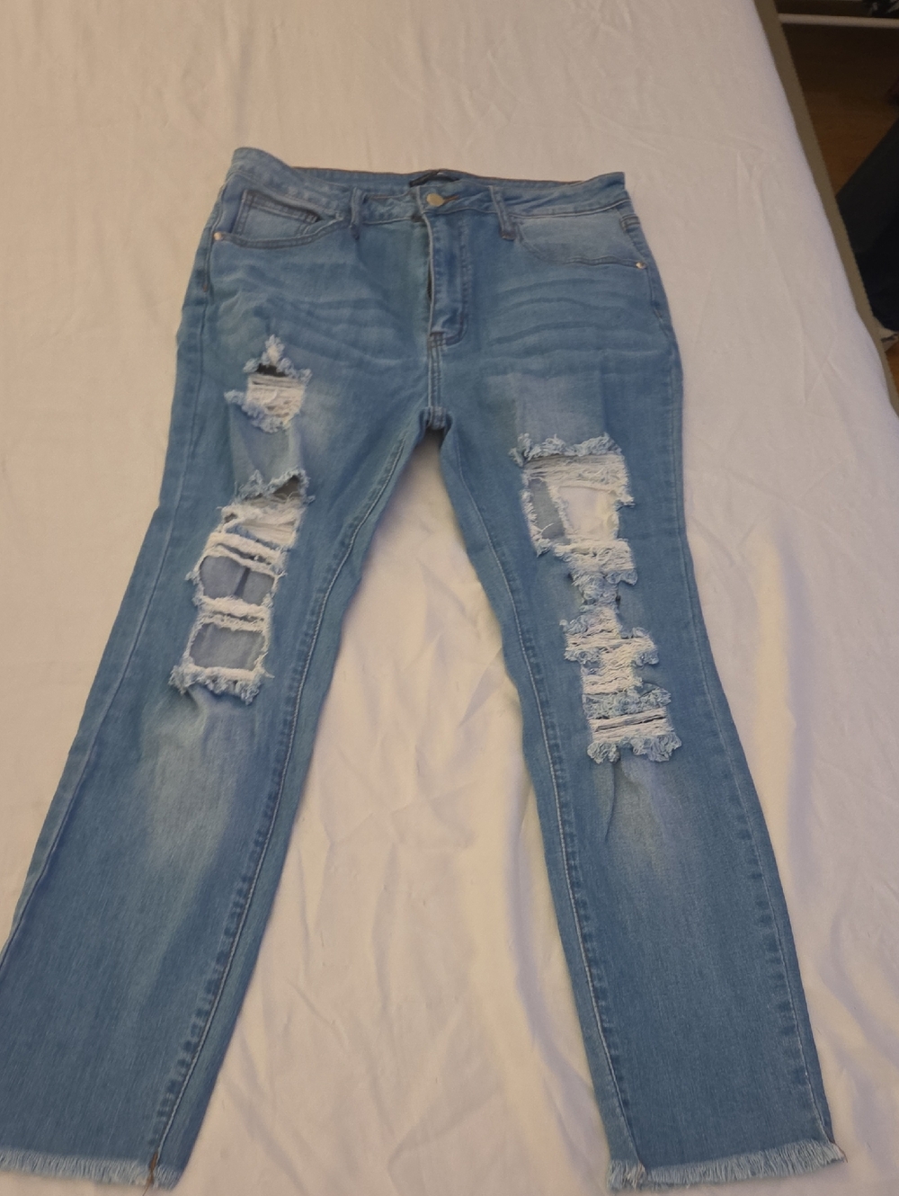 Fashion Nova Light Blue Ripped Skinny Jeans